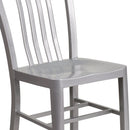 Santorini 18 Inch Galvanized Steel Indoor/Outdoor Dining Chair with Slatted Back and Powder Coated Finish
