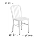 Santorini 18 Inch Galvanized Steel Indoor/Outdoor Dining Chair with Slatted Back and Powder Coated Finish