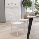 Santorini 18 Inch Galvanized Steel Indoor/Outdoor Dining Chair with Slatted Back and Powder Coated Finish