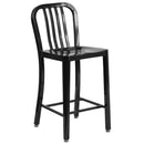 Santorini 24 Inch Galvanized Steel Indoor/Outdoor Counter Bar Stool With Slatted Back And Powder Coated Finish