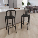 Santorini 30 Inch Galvanized Steel Indoor/Outdoor Counter Bar Stool With Slatted Back and Powder Coated Finish