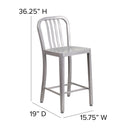 Santorini 24 Inch Galvanized Steel Indoor/Outdoor Counter Bar Stool With Slatted Back And Powder Coated Finish
