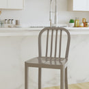 Santorini 24 Inch Galvanized Steel Indoor/Outdoor Counter Bar Stool With Slatted Back And Powder Coated Finish