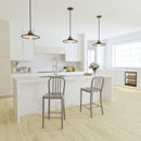 Santorini 24 Inch Galvanized Steel Indoor/Outdoor Counter Bar Stool With Slatted Back And Powder Coated Finish