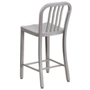 Santorini 24 Inch Galvanized Steel Indoor/Outdoor Counter Bar Stool With Slatted Back And Powder Coated Finish