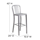Santorini 30 Inch Galvanized Steel Indoor/Outdoor Counter Bar Stool With Slatted Back and Powder Coated Finish