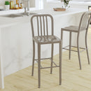 Santorini 30 Inch Galvanized Steel Indoor/Outdoor Counter Bar Stool With Slatted Back and Powder Coated Finish