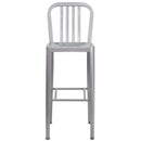 Santorini 30 Inch Galvanized Steel Indoor/Outdoor Counter Bar Stool With Slatted Back and Powder Coated Finish