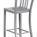 Santorini 30 Inch Galvanized Steel Indoor/Outdoor Counter Bar Stool With Slatted Back and Powder Coated Finish