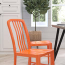 Santorini 18 Inch Galvanized Steel Indoor/Outdoor Dining Chair with Slatted Back and Powder Coated Finish