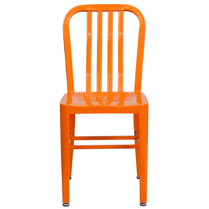 Santorini 18 Inch Galvanized Steel Indoor/Outdoor Dining Chair with Slatted Back and Powder Coated Finish
