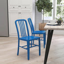 Santorini 18 Inch Galvanized Steel Indoor/Outdoor Dining Chair with Slatted Back and Powder Coated Finish
