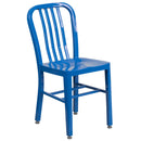 Santorini 18 Inch Galvanized Steel Indoor/Outdoor Dining Chair with Slatted Back and Powder Coated Finish