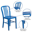 Santorini 18 Inch Galvanized Steel Indoor/Outdoor Dining Chair with Slatted Back and Powder Coated Finish