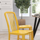 Santorini 18 Inch Galvanized Steel Indoor/Outdoor Dining Chair with Slatted Back and Powder Coated Finish