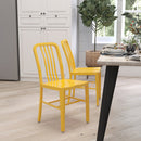 Santorini 18 Inch Galvanized Steel Indoor/Outdoor Dining Chair with Slatted Back and Powder Coated Finish