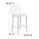 Santorini 24 Inch Galvanized Steel Indoor/Outdoor Counter Bar Stool With Slatted Back And Powder Coated Finish