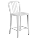 Santorini 24 Inch Galvanized Steel Indoor/Outdoor Counter Bar Stool With Slatted Back And Powder Coated Finish