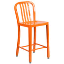 Santorini 24 Inch Galvanized Steel Indoor/Outdoor Counter Bar Stool With Slatted Back And Powder Coated Finish