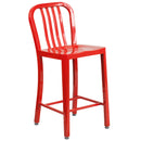 Santorini 24 Inch Galvanized Steel Indoor/Outdoor Counter Bar Stool With Slatted Back And Powder Coated Finish