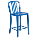 Santorini 24 Inch Galvanized Steel Indoor/Outdoor Counter Bar Stool With Slatted Back And Powder Coated Finish