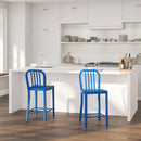 Santorini 24 Inch Galvanized Steel Indoor/Outdoor Counter Bar Stool With Slatted Back And Powder Coated Finish