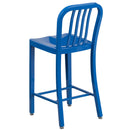 Santorini 24 Inch Galvanized Steel Indoor/Outdoor Counter Bar Stool With Slatted Back And Powder Coated Finish