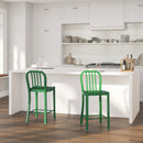 Santorini 24 Inch Galvanized Steel Indoor/Outdoor Counter Bar Stool With Slatted Back And Powder Coated Finish