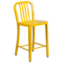Santorini 24 Inch Galvanized Steel Indoor/Outdoor Counter Bar Stool With Slatted Back And Powder Coated Finish