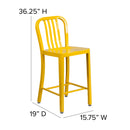 Santorini 24 Inch Galvanized Steel Indoor/Outdoor Counter Bar Stool With Slatted Back And Powder Coated Finish