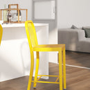 Santorini 24 Inch Galvanized Steel Indoor/Outdoor Counter Bar Stool With Slatted Back And Powder Coated Finish