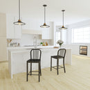 Santorini 24 Inch Galvanized Steel Indoor/Outdoor Counter Bar Stool With Slatted Back And Powder Coated Finish