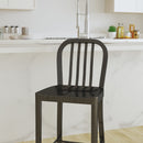 Santorini 24 Inch Galvanized Steel Indoor/Outdoor Counter Bar Stool With Slatted Back And Powder Coated Finish