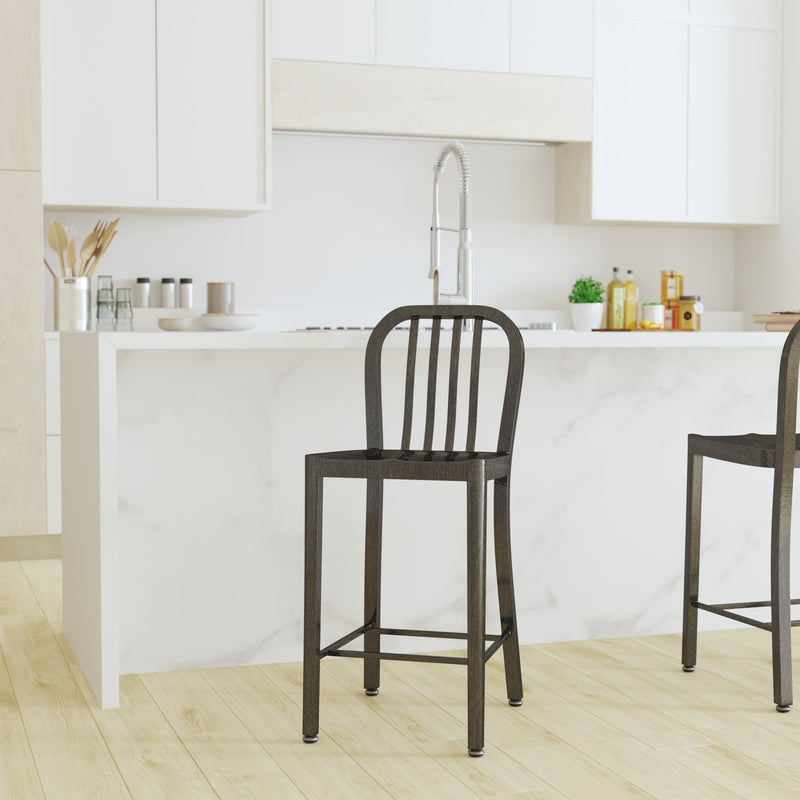 Santorini 24 Inch Galvanized Steel Indoor/Outdoor Counter Bar Stool Wi