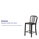 Santorini 24 Inch Galvanized Steel Indoor/Outdoor Counter Bar Stool With Slatted Back And Powder Coated Finish