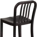 Santorini 24 Inch Galvanized Steel Indoor/Outdoor Counter Bar Stool With Slatted Back And Powder Coated Finish