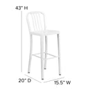 Santorini 30 Inch Galvanized Steel Indoor/Outdoor Counter Bar Stool With Slatted Back and Powder Coated Finish