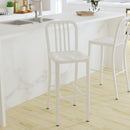 Santorini 30 Inch Galvanized Steel Indoor/Outdoor Counter Bar Stool With Slatted Back and Powder Coated Finish