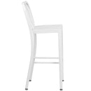 Santorini 30 Inch Galvanized Steel Indoor/Outdoor Counter Bar Stool With Slatted Back and Powder Coated Finish