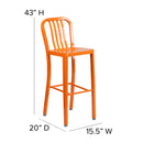 Santorini 30 Inch Galvanized Steel Indoor/Outdoor Counter Bar Stool With Slatted Back and Powder Coated Finish