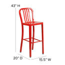 Santorini 30 Inch Galvanized Steel Indoor/Outdoor Counter Bar Stool With Slatted Back and Powder Coated Finish