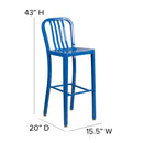 Santorini 30 Inch Galvanized Steel Indoor/Outdoor Counter Bar Stool With Slatted Back and Powder Coated Finish