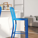 Santorini 30 Inch Galvanized Steel Indoor/Outdoor Counter Bar Stool With Slatted Back and Powder Coated Finish