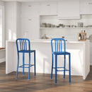 Santorini 30 Inch Galvanized Steel Indoor/Outdoor Counter Bar Stool With Slatted Back and Powder Coated Finish