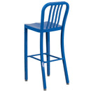 Santorini 30 Inch Galvanized Steel Indoor/Outdoor Counter Bar Stool With Slatted Back and Powder Coated Finish