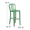 Santorini 30 Inch Galvanized Steel Indoor/Outdoor Counter Bar Stool With Slatted Back and Powder Coated Finish