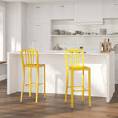 Santorini 30 Inch Galvanized Steel Indoor/Outdoor Counter Bar Stool With Slatted Back and Powder Coated Finish