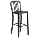 Santorini 30 Inch Galvanized Steel Indoor/Outdoor Counter Bar Stool With Slatted Back and Powder Coated Finish