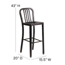 Santorini 30 Inch Galvanized Steel Indoor/Outdoor Counter Bar Stool With Slatted Back and Powder Coated Finish