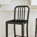 Santorini 30 Inch Galvanized Steel Indoor/Outdoor Counter Bar Stool With Slatted Back and Powder Coated Finish